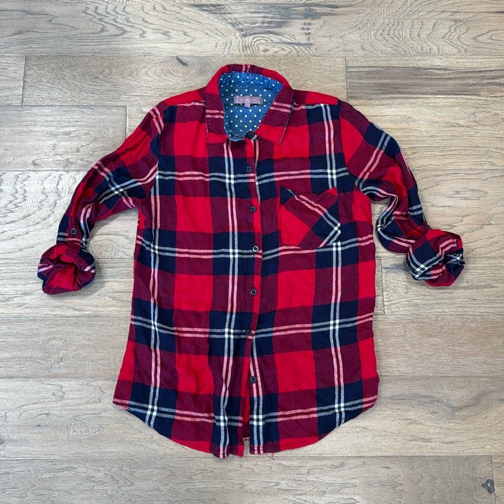 Women’s Small Harper Plaid Long Sleeve Roll Tab Shirt